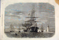 Original Old Antique Print Plymouth Sound Canada Prince Wales 1860 Victorian