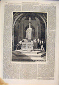 Original Old Antique Print Font Baptistry Sienna Cathedral Tuscany Duomo Church