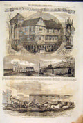 Original Old Antique Print Shrewsbury Tudor Church Castle Paris Marin Hippodrome