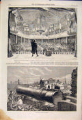 Original Old Antique Print Theatre Beauce Chalons Camp Mons Meg Edinburgh Castle