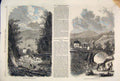 Original Old Antique Print Gogre Sallenches Savoy Village Bridge 1860 Victorian