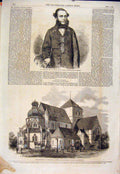 Original Old Antique Print Portrait Pearson Hull Cathedral Drontheim Norway 1860
