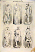 Original Old Antique Print Statue Statues Oxford University Museum Watt Newton