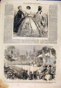 Original Old Antique Print Paris Fashion Highgate Rifle Corps Bugle Coutts 1860