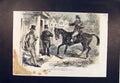 Original Old Antique Print Christmas Eve House Fire Twister Horse Swain 1860