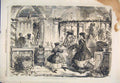 Original Old Antique Print Font Flowers Leech Sketch Decoration 1860 Victorian
