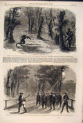 Original Old Antique Print Civil War America Federal Army Scouts Unionist 1861