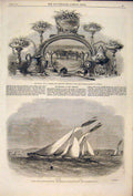 Original Old Antique Print Bridges Canada Railway London Yacht Coalhouse Point