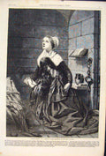 Original Old Antique Print Dinah Prayer Bostock Fine Art 1861 Royal Academy 19th