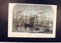Original Old Antique Print Port Dieppe France French Boats Harbour 1861 19th
