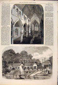 Old Antique Print Church St Luke Pancras Royal Aviary Windsor London 1861 19th