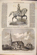 Old Antique Print Baden Church Parsonage Hanger Lane Statue William 1861 19th