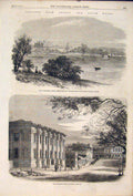 Original Old Antique Print Sketch Sydney New South Wales Australia Exchange 1861