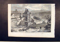 Original Old Antique Print Castle Dieppe France French 1861 19th