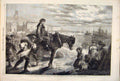 Original Old Antique Print Yarmouth Herring Boats Fishing Fish 1861 Victorian