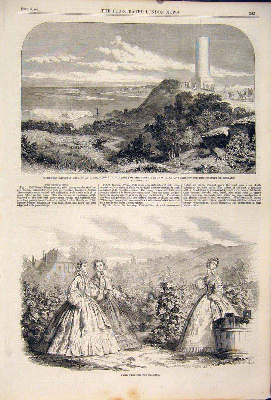 Old Antique Print Dives Normandy Willliam France Paris Fashion Lady 1861 19th