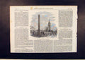 Original Old Antique Print Gurney Memorial Stratford 1861 19th