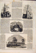 Old Antique Print Church Dalton Clapham Karlsbad Almshouses Norfolk 1861 19th