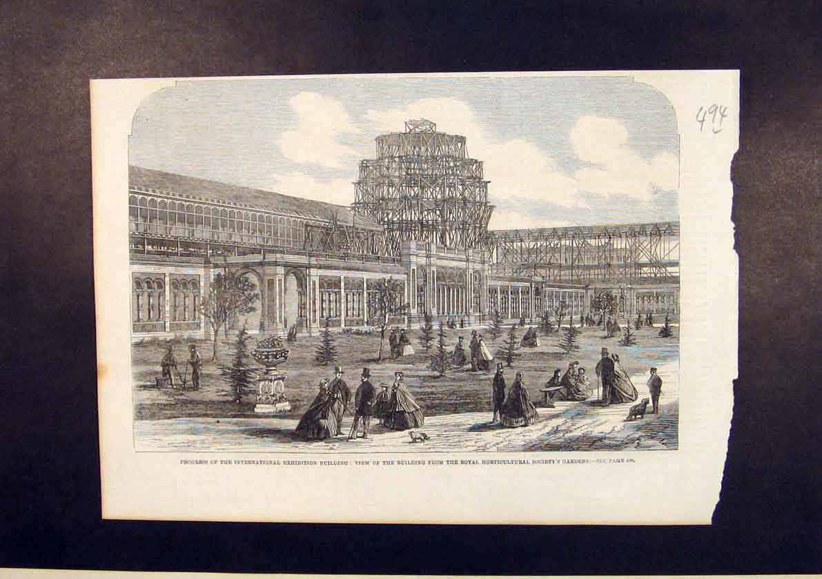Old Antique Print International Exhibition Building Horticultural Gardens
