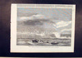 Original Old Antique Print Cliff Tynemouth Gales Sea Gale Storm 1861 Victorian