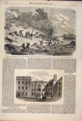 Original Old Antique Print War America Potomac Virginia Downing Street London