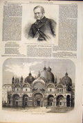 Original Old Antique Print Portrait Fox New Zealand Church St Mark Venice 1861