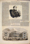Original Old Antique Print Portrait Fould France Storthing House Norway 1861