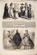 Original Old Antique Print Tuscan Peasant Women Tuscany Paris Fashion 1861 19th