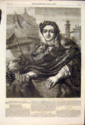 Original Old Antique Print Grapeseller Grape Seller Phillip Flatou Fine Art 1861