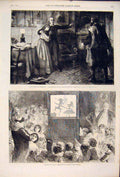 Original Old Antique Print Glevering Curate Trevor Watson Shadow Dance Browne