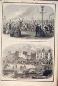 Old Antique Print Canada Reinforcements Railway Station Southampton 1861 19th