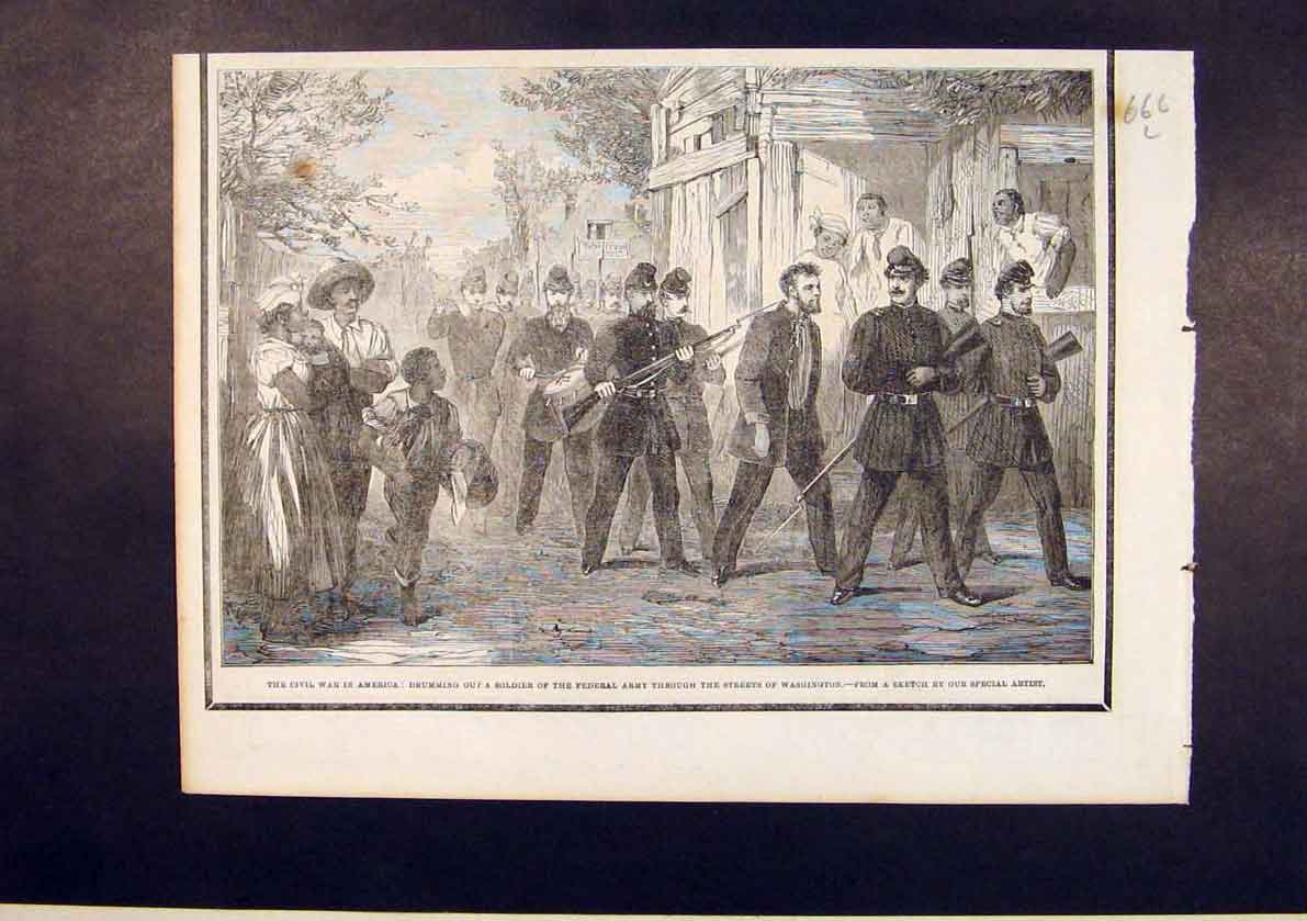 Old Antique Print Civil War America Federal Army Washington Drummer 1861 19th