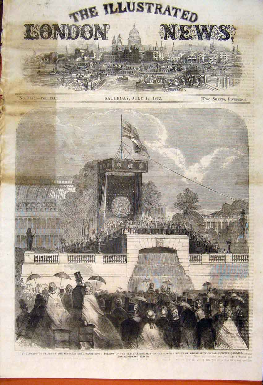 Old Antique Print International Exhibition Terrace Horticultural Society