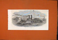 Original Old Antique Print Federal Gun-Boat Ship 1862 19th Century