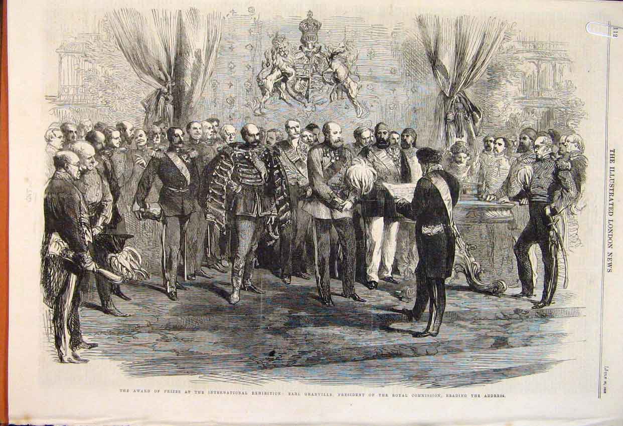 Original Old Antique Print Earl Granville Royal Commission Guildhall Ball 1862