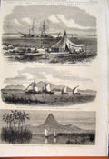 Original Old Antique Print Hms Gogon Zambesi River Africa Livingstone Sheri 1862