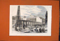 Old Antique Print Hungerford Market Demolition Charing Cross Station 1862 19th