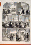 Original Old Antique Print International Exhibition Room Office 1862 Victorian