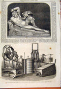 Old Antique Print Prometheus Marble Statue Croft Siebes Ice Machine 1862 19th