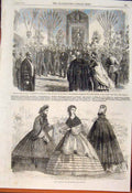 Original Old Antique Print Palmerston Portrait Dover Council Paris Fashions 1862