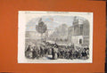 Original Old Antique Print King LeopBrussels Palace Germany Hendrikx 1862 19th