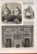 Old Antique Print Ostrich Eggs Furniture Cradle Wedgwood Majolica Kershaw