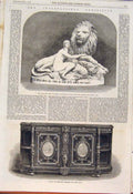 Original Old Antique Print Lion Metal Statue Cabinet Jackson Marble Bust Steell