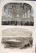 Original Old Antique Print Lord Chancellor Judges Temple Darmstadt Sketch 1862