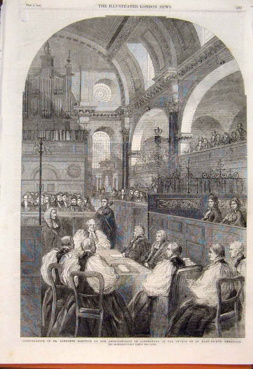 Old Antique Print Longley Election Archbishop Canterbury Cheapside 1862 19th