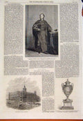Original Old Antique Print Portrait Ainger Bees College Cumberland Hastings 1862