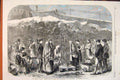 Original Old Antique Print Cotton Famine Coal Castle-Field Manchester 1862 19th