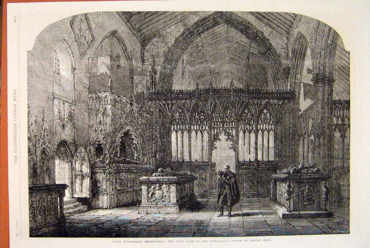 Original Old Antique Print Lord Riverdale Repentance Samuel Read Fine Art 1862