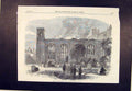 Original Old Antique Print Ruins Chapel Royal Savoy Fire 1864 19th