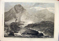 Original Old Antique Print Nant-Francon Reed November River Mountain Sheep 1864